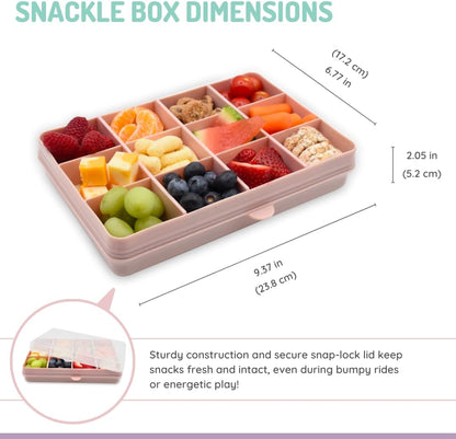 melii Snackle Box |12-Compartment Snack Container with Removable Dividers, BPA-Free Food Storage for Travel, School & On-the-Go Snacks, Kids & Family Organizer (Grey)