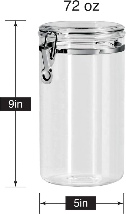Oggi Clear Canister with Clamp Lid, 28 oz - Large Airtight Food Storage Container, for Kitchen & Pantry Storage of Bulk, Dry Foods Including Pasta, Flour, Sugar, Coffee, Rice, Tea, Spices & Herbs