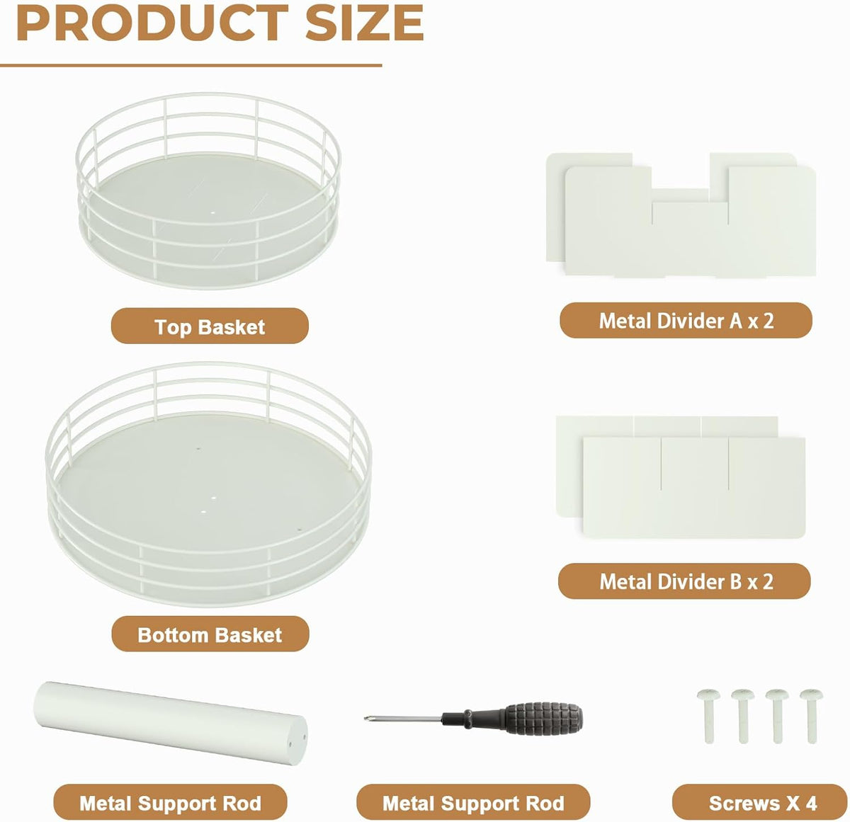 Snack Organizer - Versatile Snack Storage 2 Tier Lazy Susan with Convenient Grab-and-Go Design, Wood and Metal Snack Holder for Home, Office, Breakroom, 12.13" L x 12.13" W x 12.56" H