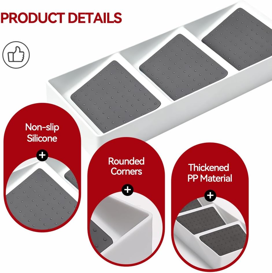 Spice Drawer Organizer,Silicone Seasoning Jar Drawer Insert,Spice Rack Organization for Drawer,Spice jar holder for drawer,Kitchen Spice Rack Tray for Cabinet Countertop Makeup Storage