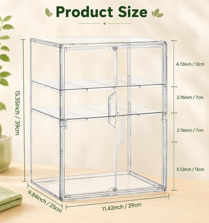 Baby Bottle Storage Organizer, Large 3 Tier Acrylic Bottle Storage Organizer Container for Countertop, Clear Plastic Bottle Station Organizers for Kitchen Cabinet Vanity Bathroom, Gifts for New Mom