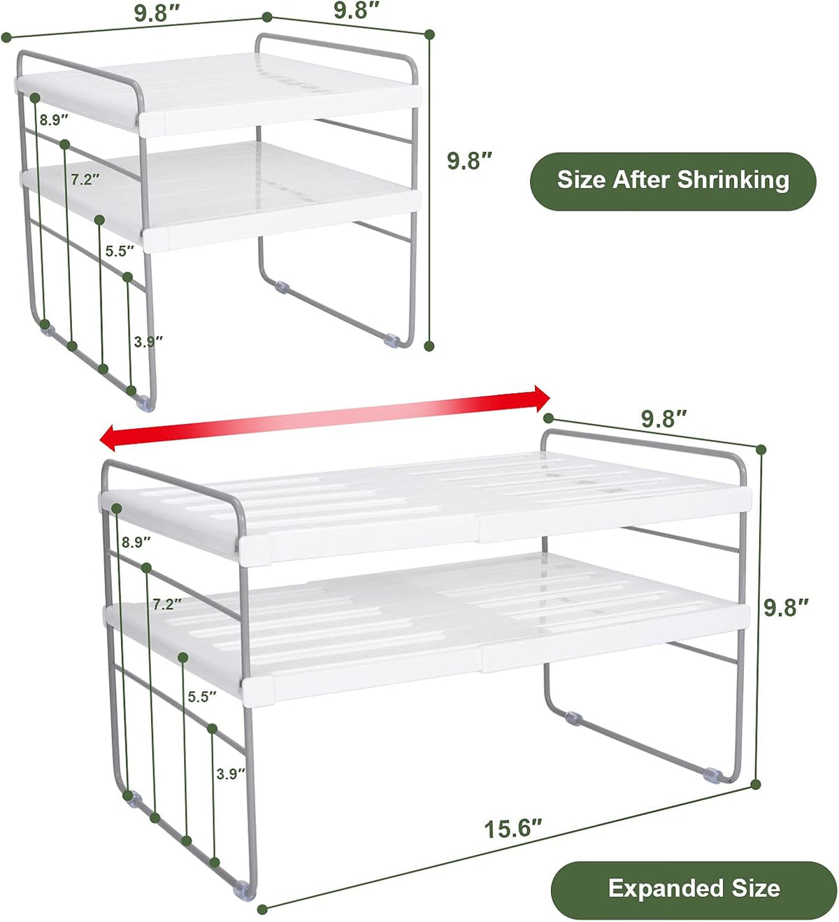 Pantry Organization and Storage for Kitchen - Expandable Kitchen Wrap Box Organizer Rack, Foil Organizer for Cabinet & Counter, Height & Width Adjustable Cupboard Storage Rack - (3 Tier 9.8 to 15.6"L)