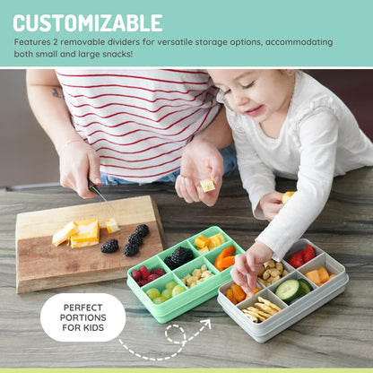 melii Snackle Box | 6-Compartment Divided Snack Container, BPA-Free Food Storage with Removable Dividers for School, Travel & On-the-Go Snacking Purple Cat
