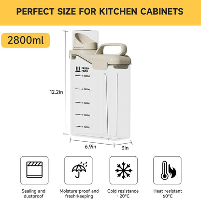 Rice Containers 5.5lbs and Cereal Storage Dispenser-Airtight Food Storage Organizers BPA free Plastic Kitchen Storage Containers food-grade PET material Suitable for rice, cereal, flour,etc(White)