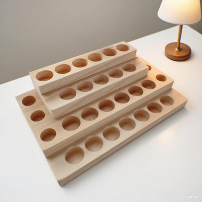 Essential Oil Display Stand 4 Tier Essential Oil Holder Solid Wood Essential Oil Rack for 24 Bottles Tabletop Display Holder Bottle Organizer for 5-20ml Bottles Display for Essential Oils