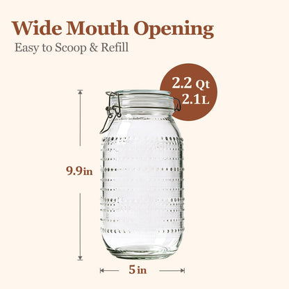 ComSaf 0.5 Gallon / 3 Pack Wide Mouth Glass Jars with Airtight Lids,Large Airtight Food Storage Containers for Pantry, Heavy-Duty Canister Set for Flour, Sugar, Cereal, Cookies, and Pet Food