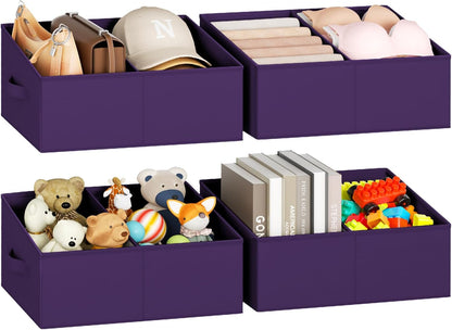 DIMJ Closet Storage Bins - Fabric Storage Baskets for Shelves, Collapsible Closet Organizers and Storage with Handles, Trapezoid Shelf Organization Storage Cubes for Purse, Toys, Books, Towel, Socks