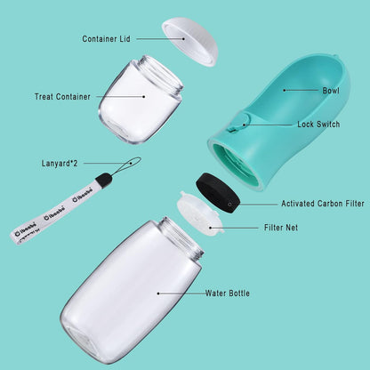 Cibaabo Dog Water Bottle with Food Container, Travel Puppy Water Bowl, Portable Pet Dispenser, Girl Dog Mom Gifts Accessories Stuff Essentials Necessities for Yorkie Chihuahua Cat Walking and Hiking