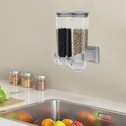 2 Pack Cereal Dispensers,Cereal Containers Storage,Wall-mounted Food Dispenser,Large Capacity Candy Dispenser,Convenient Storage Dual Control for Candy Oatmeal Coffee Bean Nuts (Silver)