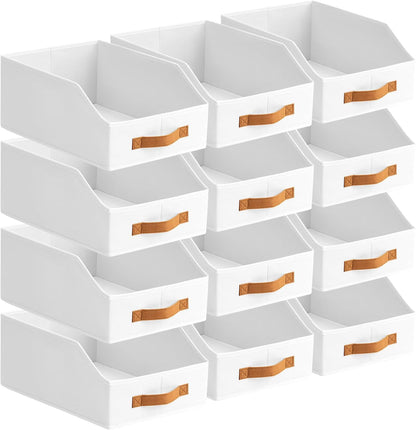 Homsorout Fabric Storage Bins for Organizing - Large Trapezoid Collapsible Storage Bins with Front Handle, Closet Organizers and Storage for Bedroom, Home Shelves, Small Spaces, Beige
