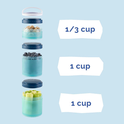 Whiskware Bluey Stackable Snack Containers for Babies, Toddlers, and Kids, 3 Stackable Snack Cups for School and Travel, Cupholder Friendly, Bluey and Bingo! Let’s Do This!