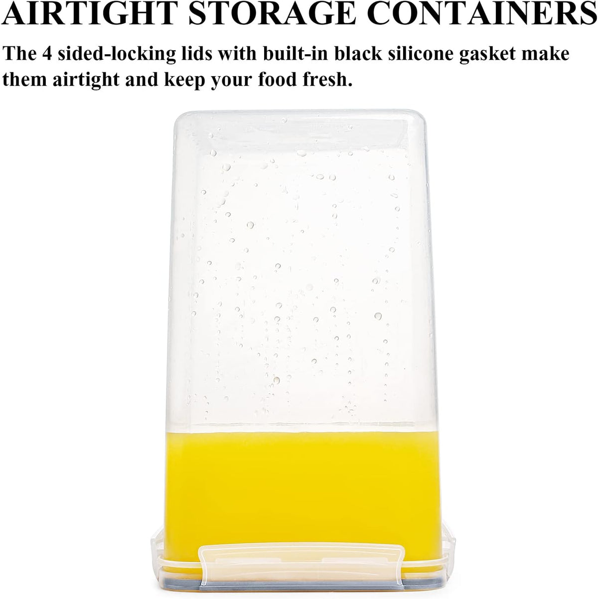 Wildone Large Food Storage Containers 5.2L /175oz, 4 Piece BPA Free Plastic Airtight Food Storage Containers for Flour, Sugar, Baking Supplies, Kitchen & Pantry Containers with 20 Labels