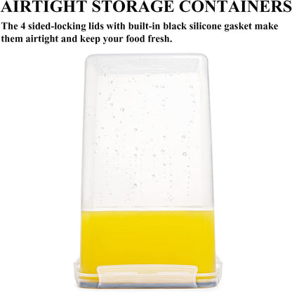 Wildone Large Food Storage Containers 5.2L /175oz, 4 Piece BPA Free Plastic Airtight Food Storage Containers for Flour, Sugar, Baking Supplies, Kitchen & Pantry Containers with 20 Labels