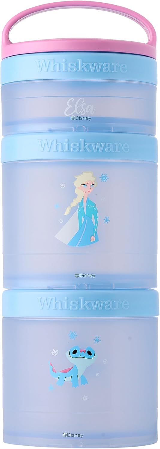 Whiskware Bluey Stackable Snack Containers for Babies, Toddlers, and Kids, 3 Stackable Snack Cups for School and Travel, Cupholder Friendly, Bluey and Bingo! Let’s Do This!