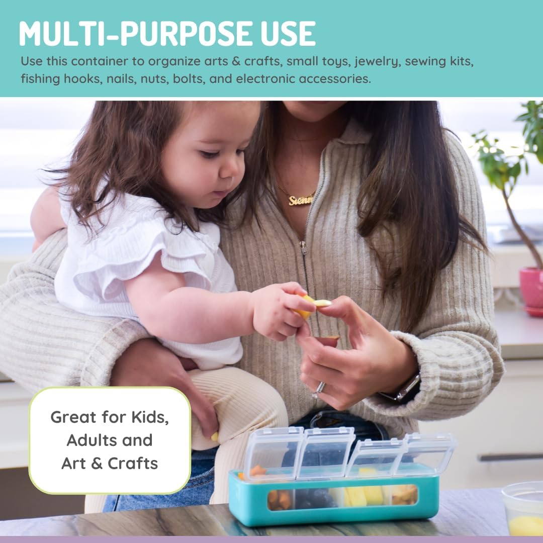 melii Snackle Box | 4 Compartment Snack Container with Individual Lids, BPA-Free Food Storage for Travel, School & On-the-Go Snacks, Kids & Family Organizer (Berry)
