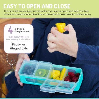 melii Snackle Box | 4 Compartment Snack Container with Individual Lids, BPA-Free Food Storage for Travel, School & On-the-Go Snacks, Kids & Family Organizer (Berry)