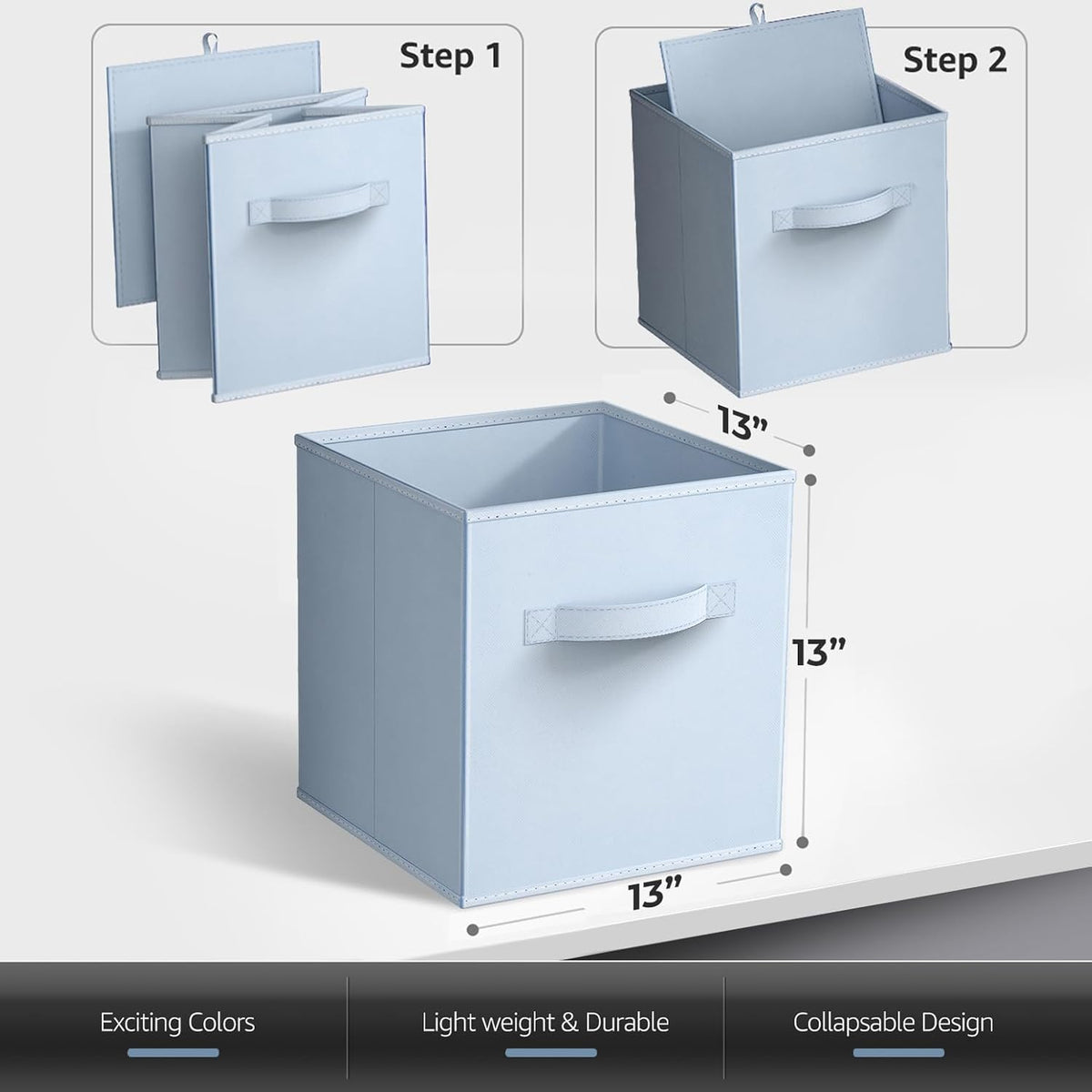 Sorbus Fabric Storage Cubes - 8 Foldable Storage Bins for Organizing Pantry, Cubbies, Toy Box - Clothes Storage & Closet Organizer - 11 Inch Collapsible Cube Baskets for Shelves with Handle