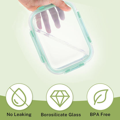 8 Pack Borosilicate Glass Food Storage Containers with Lids, Glass Meal Prep Containers, Airtight Bento Lunch Boxes with Snap Locks, Oven, Freezer and Dishwasher Safe, BPA Free, Kitchen Storage Set