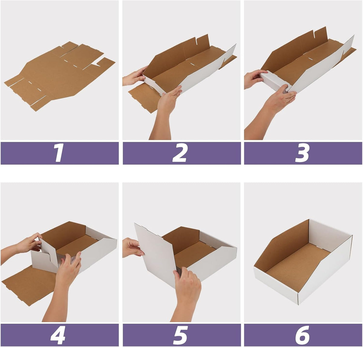 EXYGLO Cardboard Boxes, Pack of 35 Corrugated Storage Bins 12x6x4.5 inch Pantry Organizer Bins for Shelves Garage Office Organization