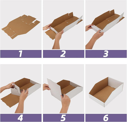 EXYGLO Cardboard Boxes, Pack of 35 Corrugated Storage Bins 12x6x4.5 inch Pantry Organizer Bins for Shelves Garage Office Organization