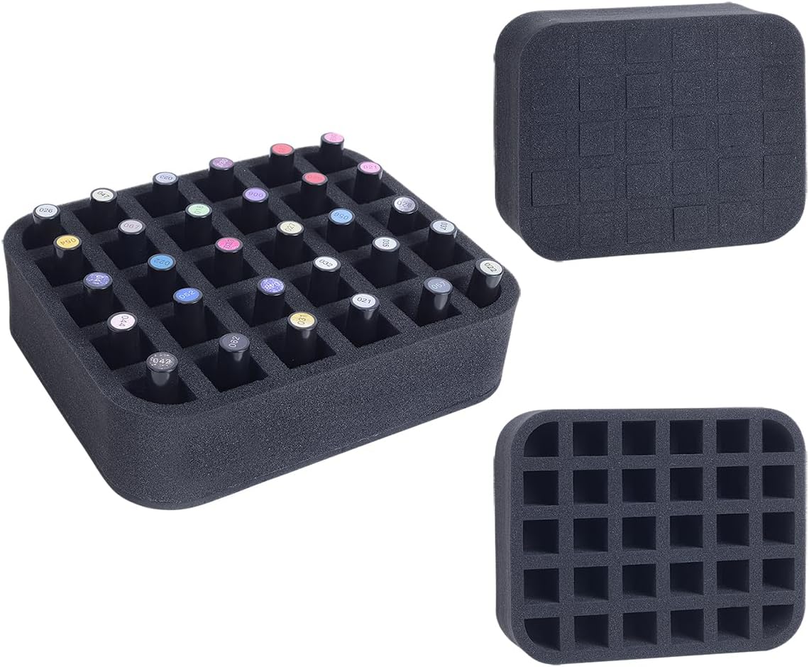 2 Pack Nail Polish Organizer Holder Foam Pad with Slots for Storage 60 Bottles (15ml/0.5fl.oz) Nail Polish or Essential Oil Tray for Drawers Black