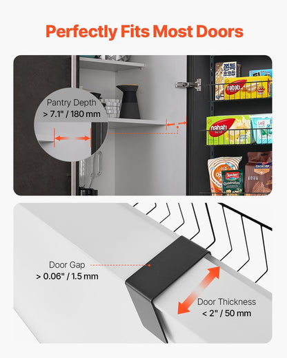 VEVOR Over the Door Pantry Organizer, 10-Tier Pantry Organization and Storage, Heavy-Duty Steel Hanging Spice Rack, Adjustable Wall Seasoning Shelves, for Home Kitchen Laundry Room Bathroom, White