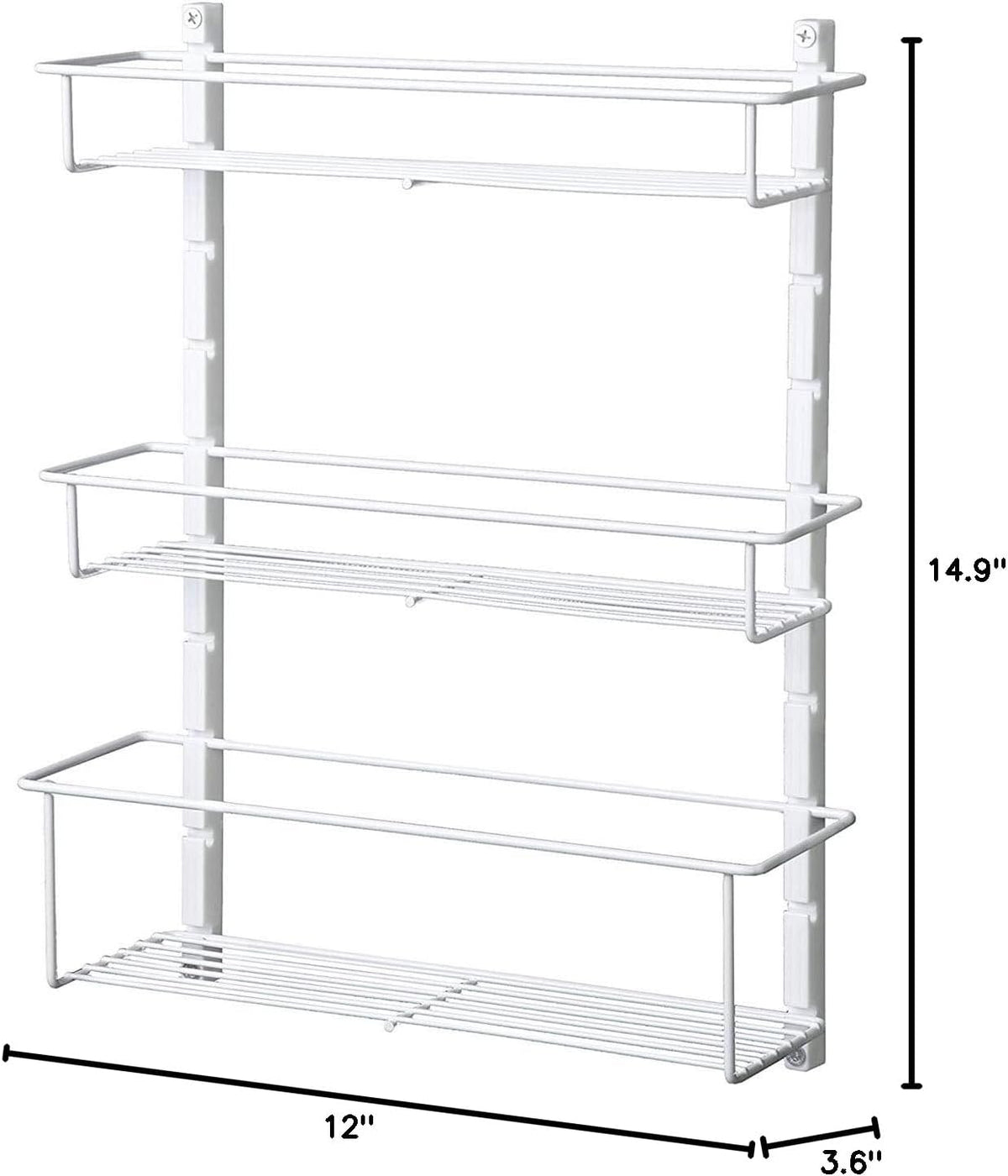 ClosetMaid Adjustable 3 Shelf Spice Rack Organizer Kitchen Pantry Storage for Cabinet Door or Wall Mount with Metal Shelves, White (2 Pack)