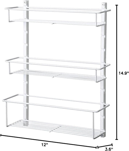 ClosetMaid Adjustable 3 Shelf Spice Rack Organizer Kitchen Pantry Storage for Cabinet Door or Wall Mount with Metal Shelves, White (2 Pack)