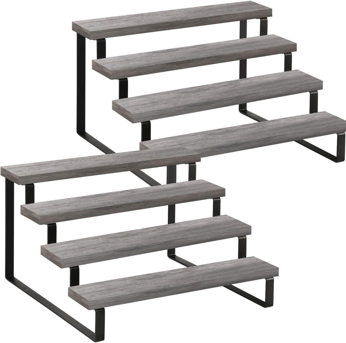 YINMIT Wooden Display Riser Stand, Tiered Perfume and Cologne Organizer Stand, 4 Tier Spice Rack Organizer, Rustic Display Shelf for Candles (4 Tier)