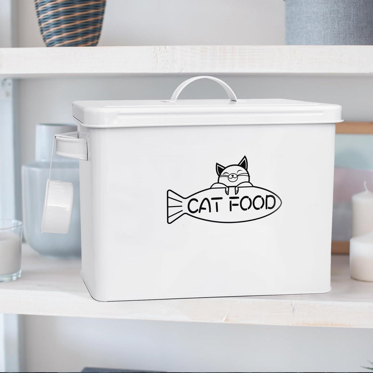 Vumdua Dog and Cat Food Storage Container, Farmhouse Pet Food Containers with Lid and Dry Food Scoop, Durable Airtight Great Gift for Pet Owners