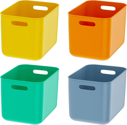 OWill 7-Pack Plastic Storage B-ins 4.2L, Small Organizer Bins for Classroom Kitchen Pantry Bathroom, Clear Storage Baskets for Shelves, Durable Containers for Bath Toy Storage & Home Organization