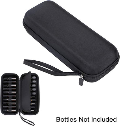 Hipiwe EVA Essential Oils Carrying Case Organizer for 20 Bottles 5ml 10ml Standard and Rollers Bottles Portable Hard Shell Essential Oils Travel Bag Holder for Essential Oils Bottle Storage (Black)