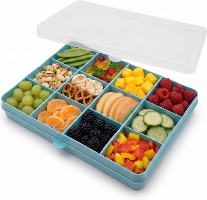 melii Snackle Box |12-Compartment Snack Container with Removable Dividers, BPA-Free Food Storage for Travel, School & On-the-Go Snacks, Kids & Family Organizer (Grey)