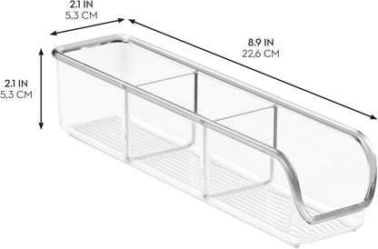 iDesign Plastic Packet and Tea Bag Organizer - Kitchen Storage Containers for Sugar, Salt, Pepper, Sweeteners, Tea Bags, Spices, The Linus Collection - 2.25" x 9" x 2", Clear