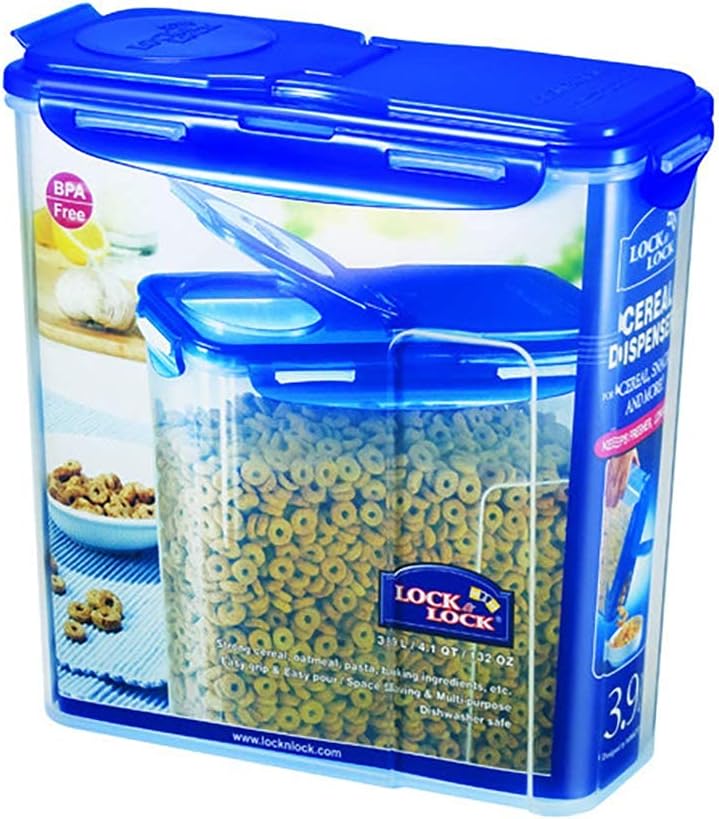 LOCK & LOCK Easy Essentials Food lids (flip-top) / Pantry Storage/Airtight containers, BPA Free, top-16.5 Cup-for Cereal, Clear