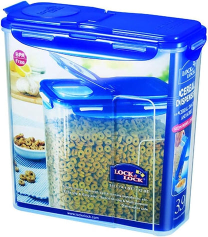 LOCK & LOCK Easy Essentials Food lids (flip-top) / Pantry Storage/Airtight containers, BPA Free, top-16.5 Cup-for Cereal, Clear