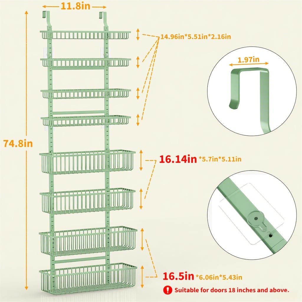 Moforoco White Over The Door Pantry Organizer, Pantry Organization and Storage, Metal Hanging Spice Rack Shelves Door, Seasoning Shelves, Laundry Room Organization, House and Kitchen Essentials