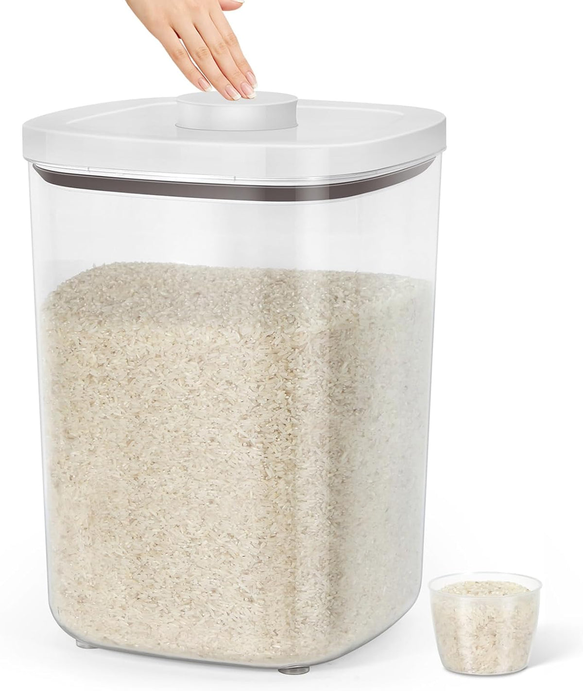 TBMax Rice Flour Storage Container with Automatic Flip-up Lid 25 Lbs | 12.68 Qt, Tall and Narrow Food Storage Flour Bin for Kitchen Pantry Organization, Pet Dog Cat Food Storage Container