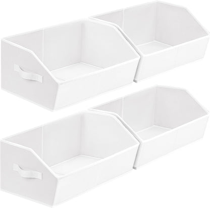 Homsorout Closet Organizers Bins 6 Packs - Large Closet Shelf Organizer with Handles, Fabric Trapezoid Storage Bins, Collapsible Storage Cubes for Clothes, Towels, Light Gray