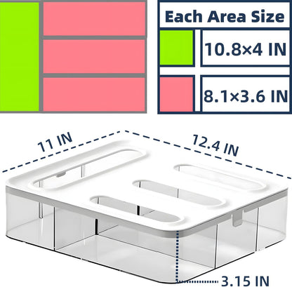 4-in-1 Food Storage Bag Organizer, Kitchen Drawer Plastic Bag Organizer, Lightweight and Durable Storage Baggie Organizer with Quart Gallon Snack Sandwich Bag Stickers (White/Clear)