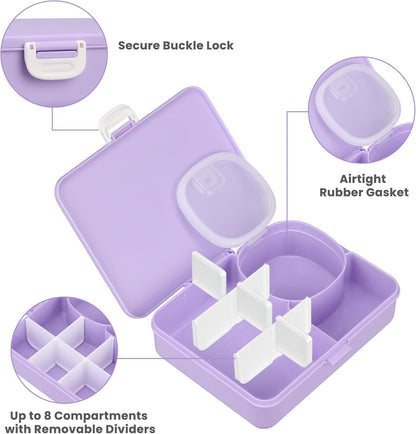 wiwens Snack Box Containers for Kids Adults 2PCS Reusable Snackle Boxes with Adjustable Dividers Airtight Snack Organizers with Compartents Toddler Bento Lunch Box LeakProof for Office,School,Outdoor