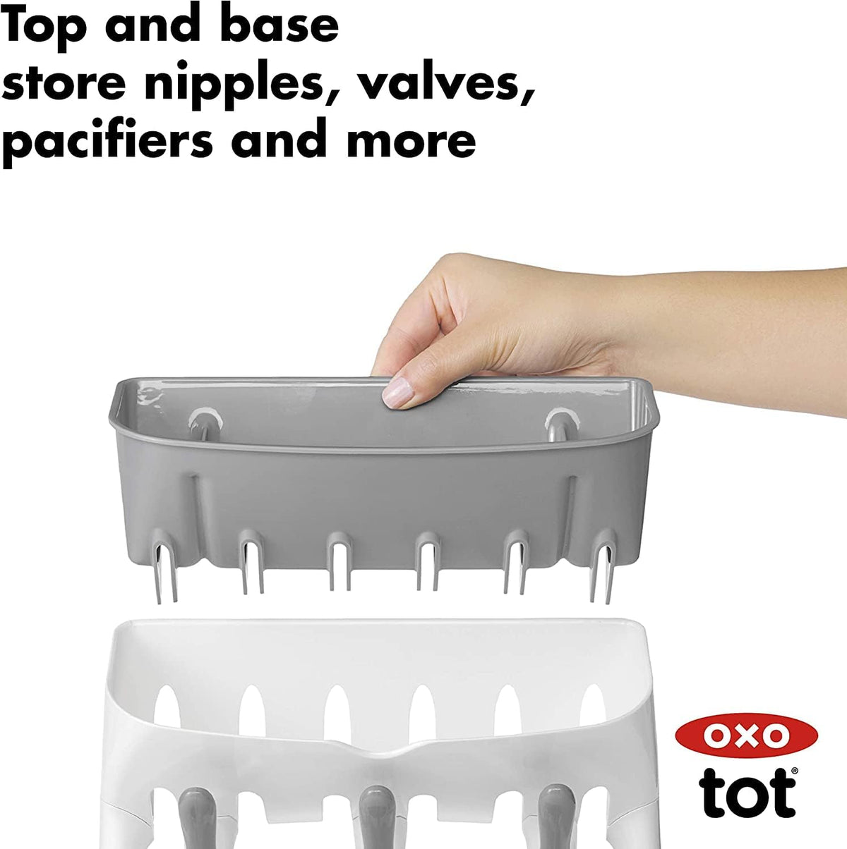 OXO Tot Expandable Drying Rack – Space-Saving Drying Rack | Newborn and Baby Essentials | Breastfeeding Essentials | Dry Baby Bottles | Save Space in Kitchen
