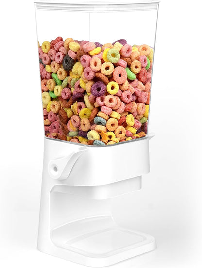 Cereal Dispenser Countertop With Bowls and Spoons Cereal Containers Storage for Pantry Snack Organizer Dry Food Storage Container with Lid for Kitchen Organization Oatmeal Nut Granola（1pcs White）