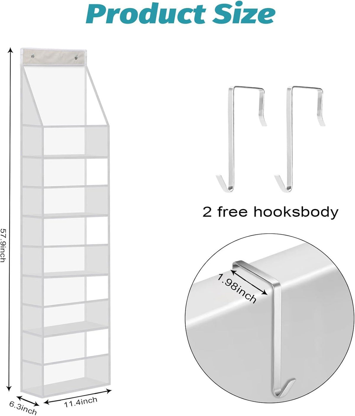 5-Shelf Over The Door Pantry Organizer with Clear Pockets, Heavy Duty Hanging Storage for Closet, Bedroom, Bathroom, and Nursery (Black, Holds up to 28 lbs)