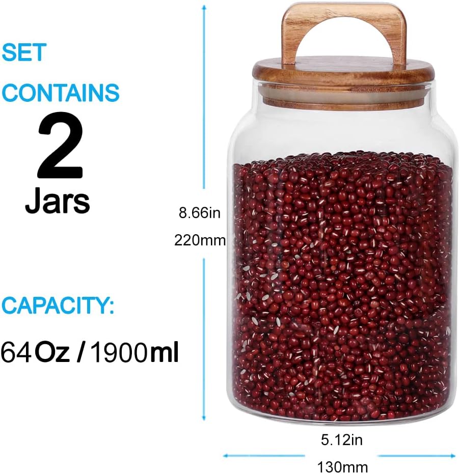SAIOOL Glass Jars with Airtight Lid [Set of 4],Kitchen Canisters, Borosilicate Storage Containers,Retro Design, jars for Candy,Cookie,Rice,Sugar,Flour, Flour,Pasta,Nuts and Spice Jars