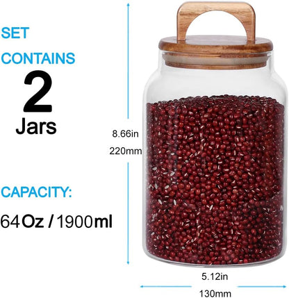SAIOOL Glass Jars with Airtight Lid [Set of 4],Kitchen Canisters, Borosilicate Storage Containers,Retro Design, jars for Candy,Cookie,Rice,Sugar,Flour, Flour,Pasta,Nuts and Spice Jars