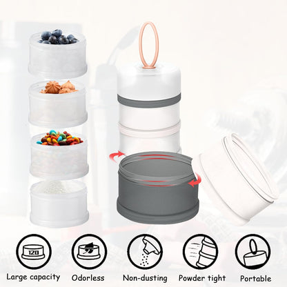 Ysglory 3 Packs Protein Powder Storage Container 4 Stackable Formula Dispenser Portable Protein Powder Travel Container Milk Powder Container to Go for Workout, Fitness, Travel (Gray,White,Blue)