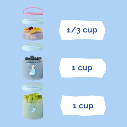 Whiskware Bluey Stackable Snack Containers for Babies, Toddlers, and Kids, 3 Stackable Snack Cups for School and Travel, Cupholder Friendly, Bluey and Bingo! Let’s Do This!