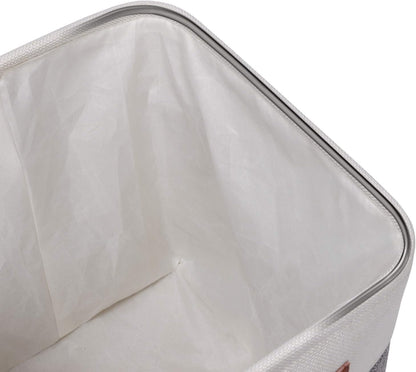 Univivi 4PC Small Fabric Storage Bins,15x6x5 inch Long Narrow Storage Baskets with PU Handles for Closet,Cabinet,Countertop Organizing Small Items (Gray,15x6x5 inch)