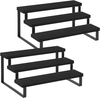 YINMIT Wooden Display Riser Stand, Tiered Perfume and Cologne Organizer Stand, 4 Tier Spice Rack Organizer, Rustic Display Shelf for Candles (4 Tier)